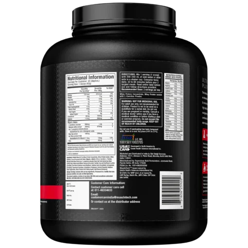 muscletech nitrotech ripped 4lbs nutrition table